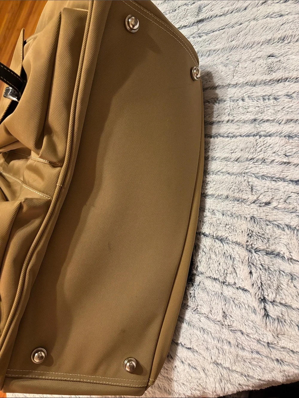 Maxx New York Tan Canvas Travel Tote with Black Trim